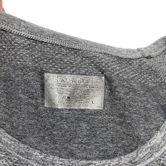 Athleta Large Gray Short Sleeve‎ Ruched Front and Back Shirt - Picture 2 of 6